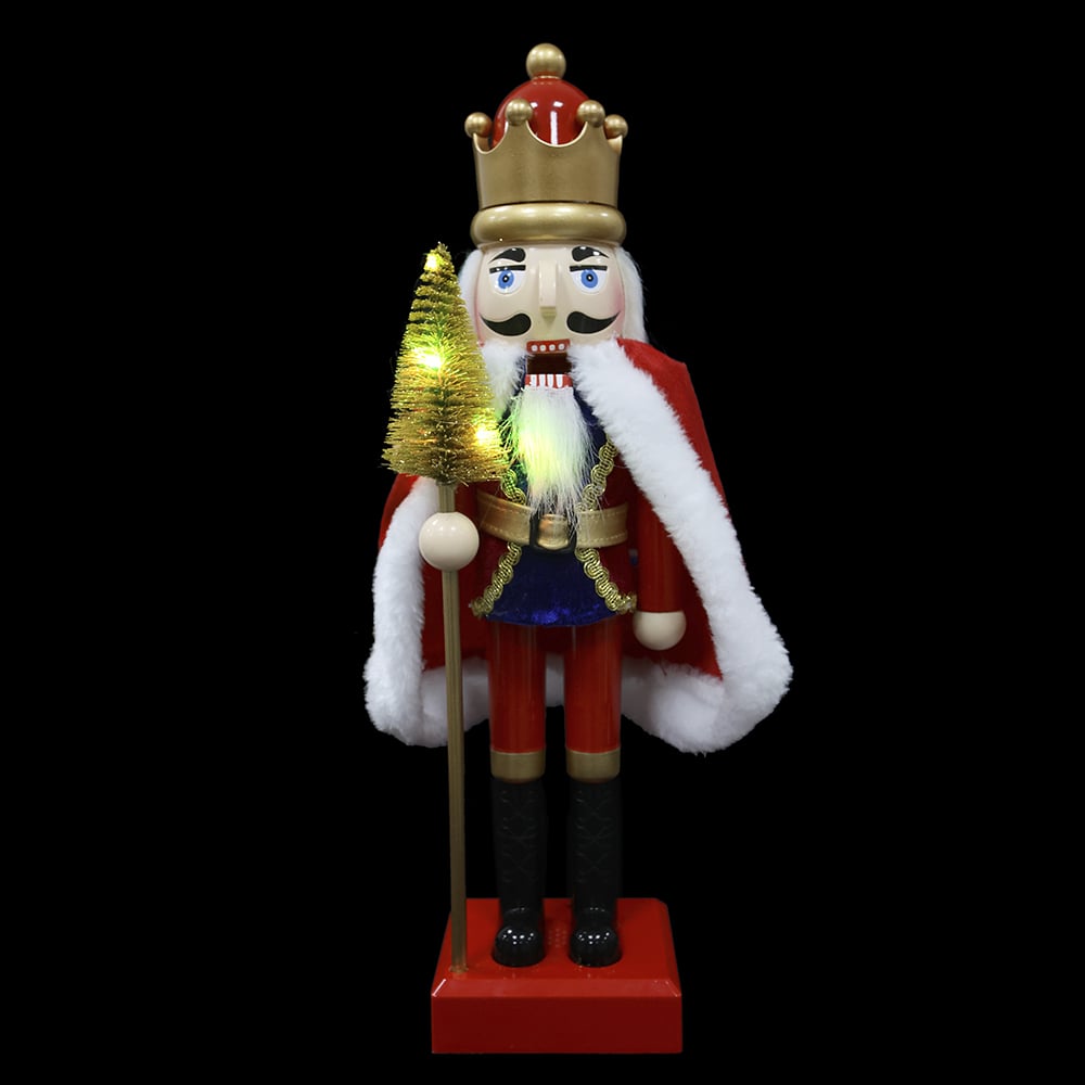 BONECO NATAL QUEBRA NOZES C/LED E SOM - 8 MUS (VERMELHO AZUL) 38cm