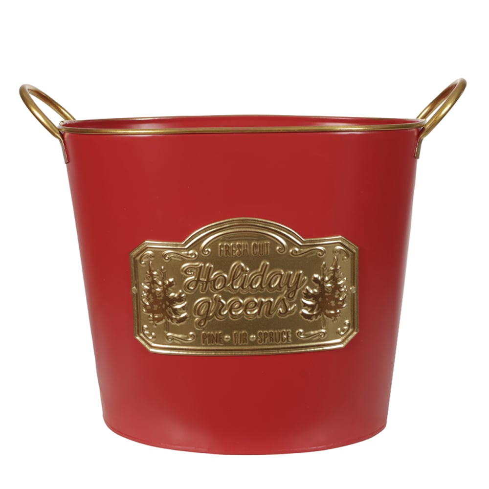 NATAL  BALDE DECORATIVO METAL C/2 PECAS 25X30X21,5cm (VERMELHO DOURADO)