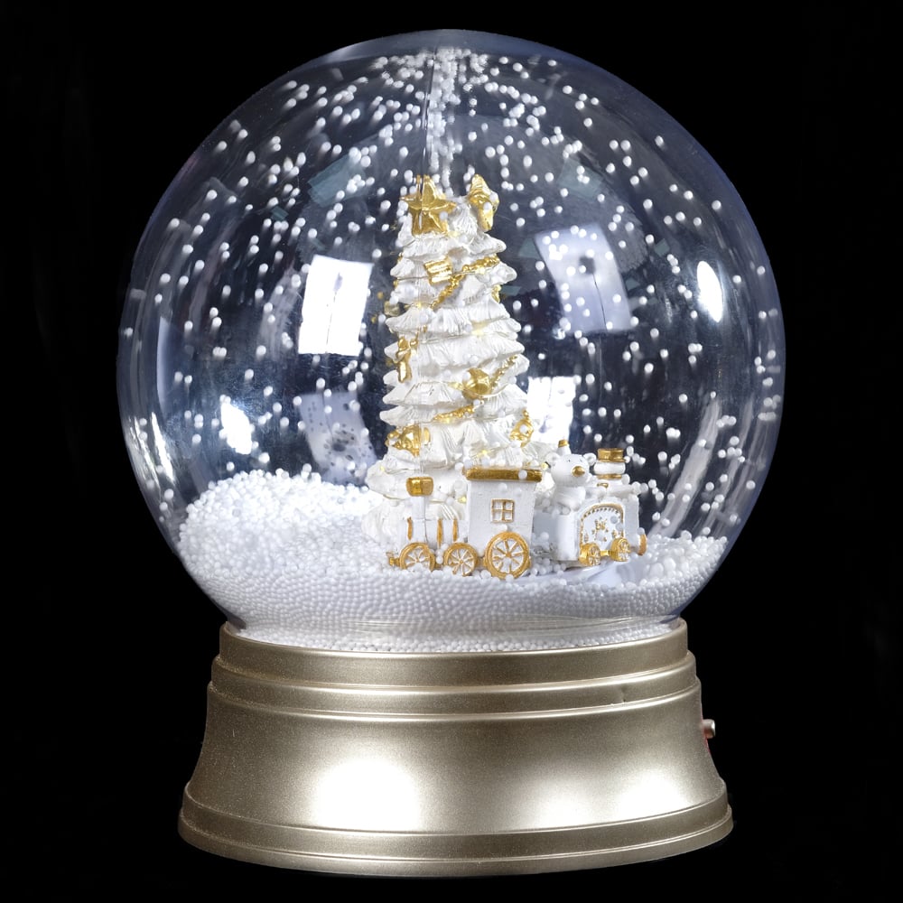 NATAL  GLOBO DECORATIVO ANIMADO C/ SOM C/NEVE 30X25X25cm (DOURADO)