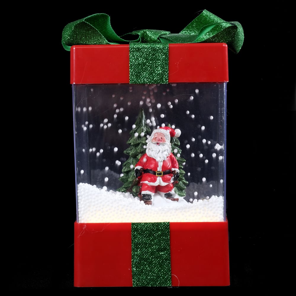 NATAL  LAMPARINA DECORATIVA ANIMADA C/ SOM C/NEVE 21X13X13cm (VERMELHO VERDE)