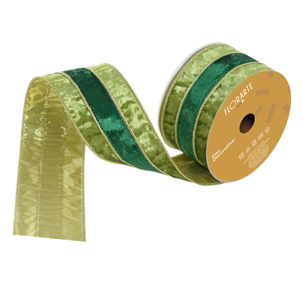 FITA ARAMADA VELUDO C/COSTURA (VERDE) 6,3cmX9,14m