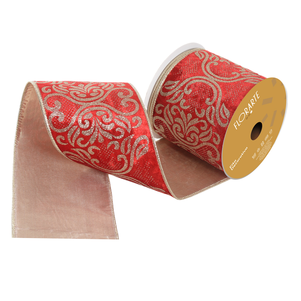FITA ARAMADA VELUDO DUPLA FACE C/COSTURA (VERMELHO DOURADO) 10cmX5m