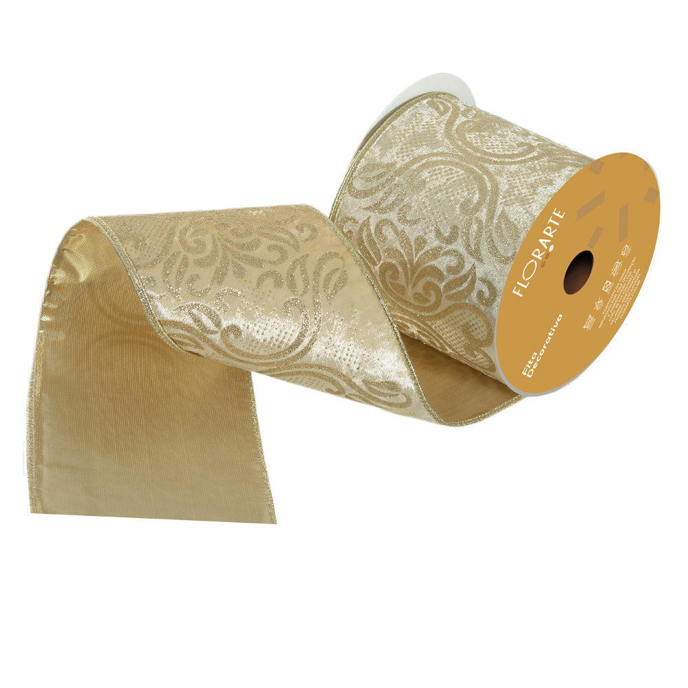 FITA ARAMADA VELUDO DUPLA FACE C/COSTURA (CHAMPANHE) 10cmX5m