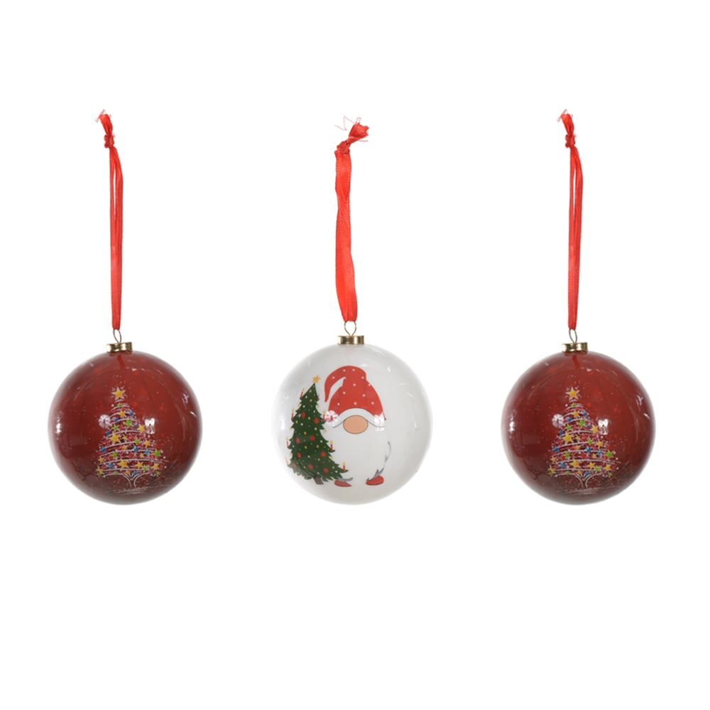 BOLAS DECORADAS NATAL C/3 (COLORIDO) 8cm