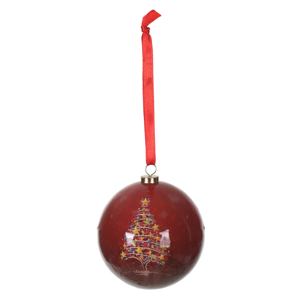 BOLAS DECORADAS NATAL C/3 (VERMELHO) 8cm