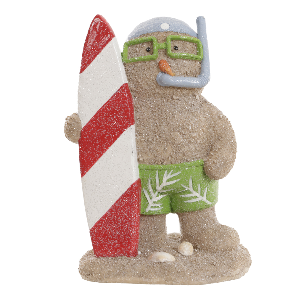 BONECO DE AREIA SURFISTA NATAL (VERMELHO VERDE) 21X15,5cm