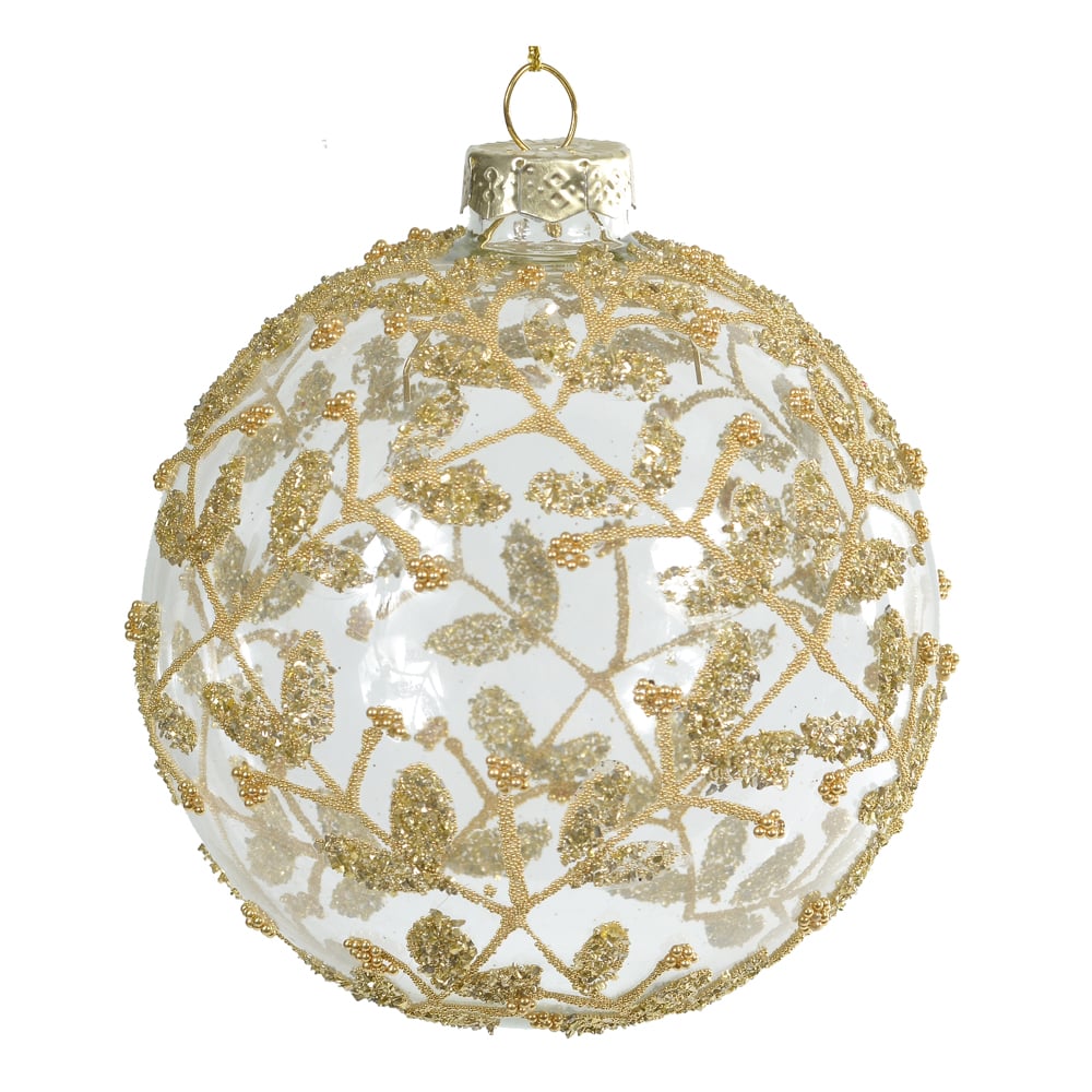 BOLAS DECORADAS VIDRO BOROSSILICATO NATAL (DOURADO) 10D