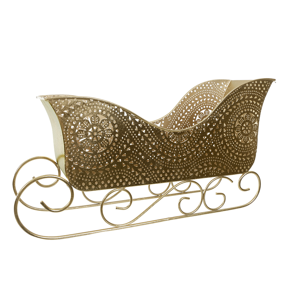 TRENO DECORATIVO  NATAL METAL 24,5X45cm (DOURADO)