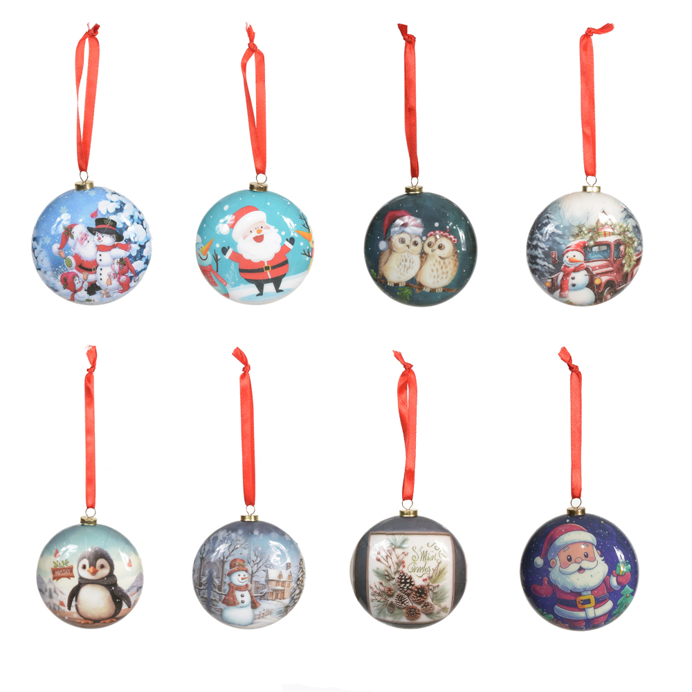 BOLA DECORADA NATAL C/24 (COLORIDO) 8,5cm