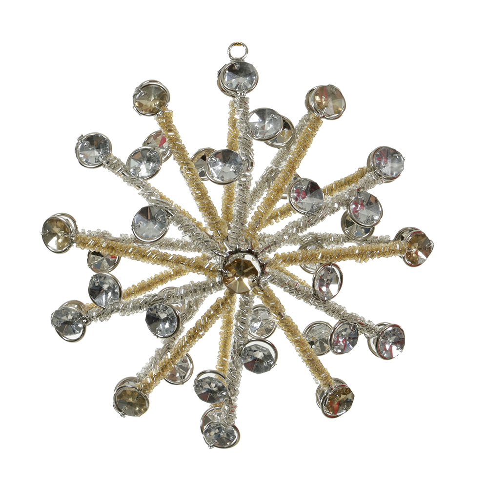 ENFEITE NATAL FLOCO DE NEVE (DOURADO PRATA) 15cm