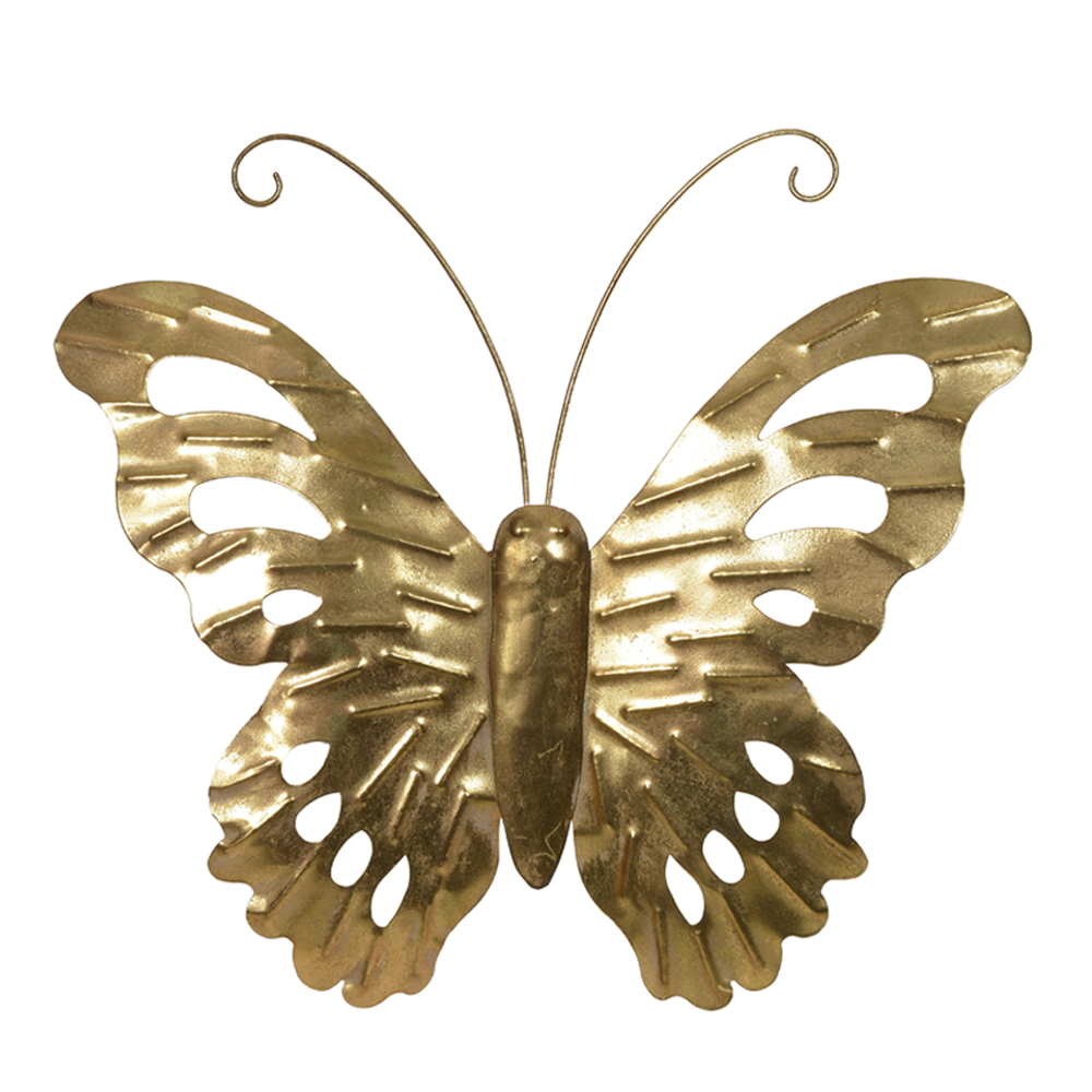 NATAL  BORBOLETA DECORATIVA METAL 45X40X3,5cm (DOURADO)