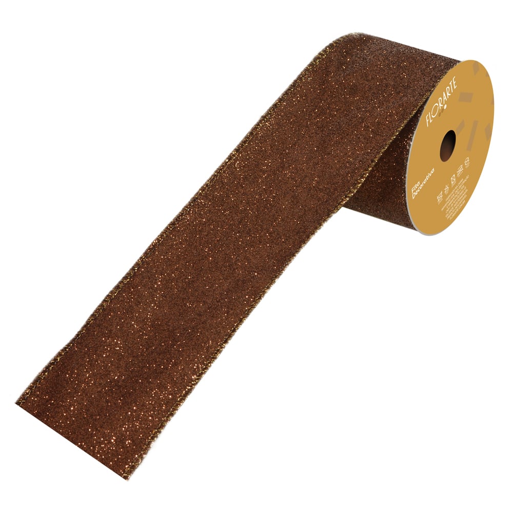 FITA ARAMADA GLITTER C/COSTURA (COBRE) 6,3cmX9,14m