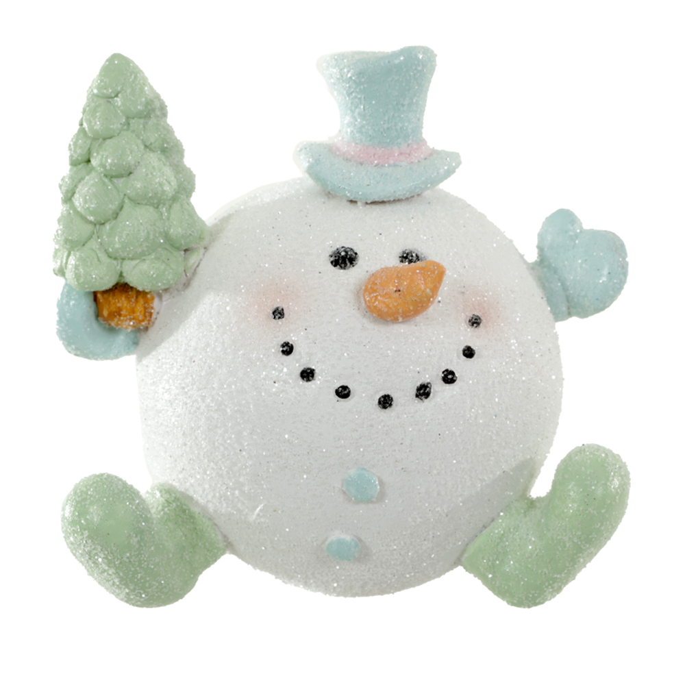 RESINA NATAL BONECO DE NEVE (VERDE AZUL) 8,5X8,5cm