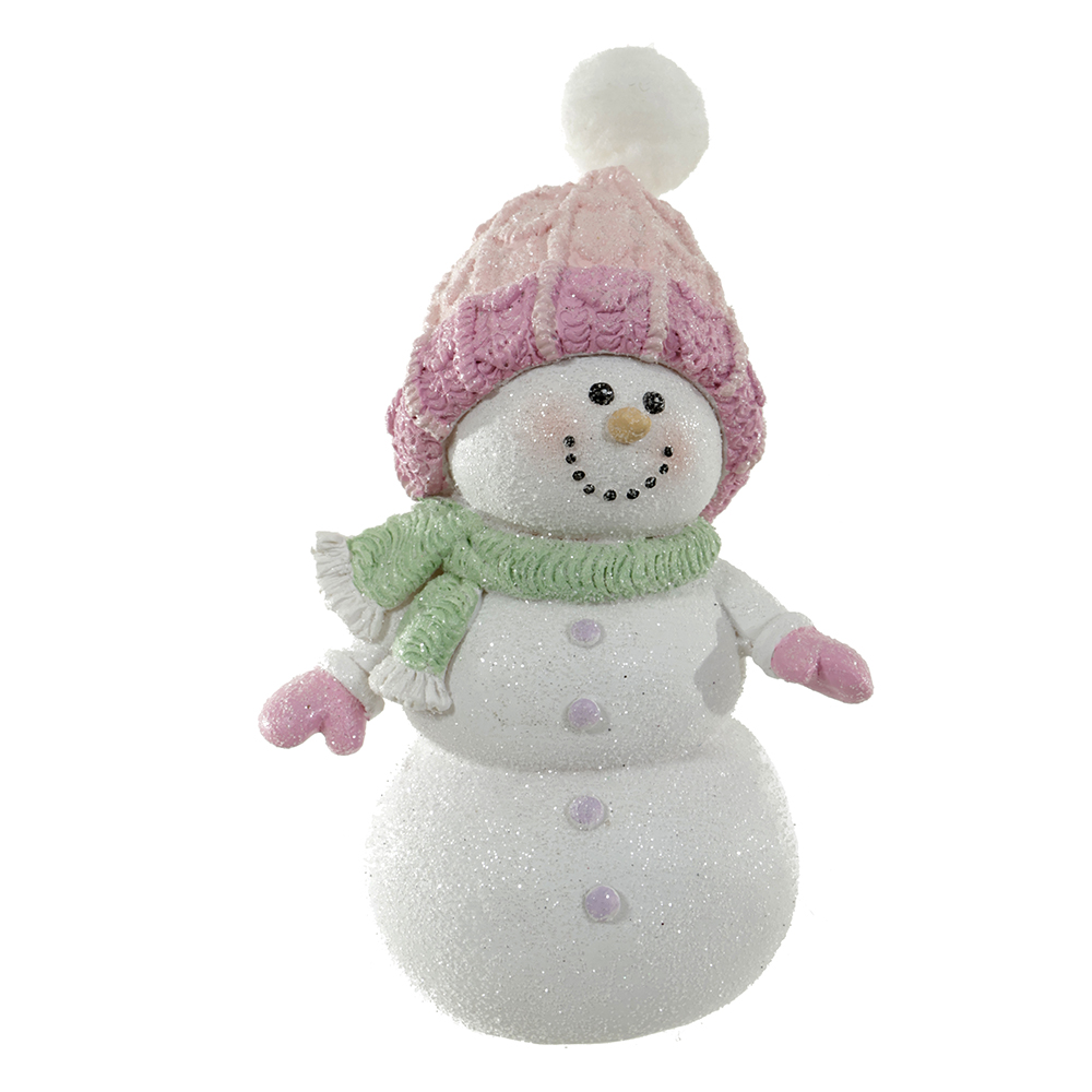 RESINA NATAL BONECO DE NEVE (ROSA VERDE) 14X9,5cm