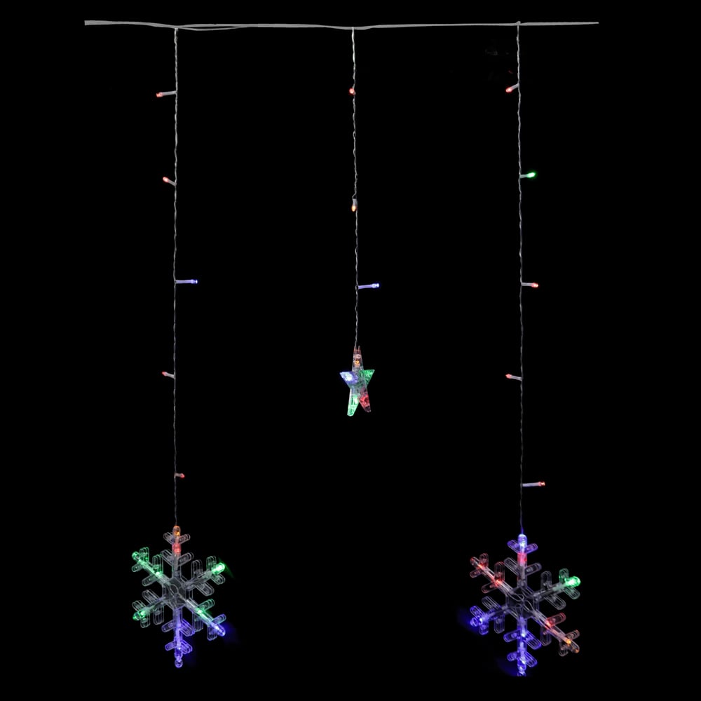 CASCATA 138 LED FLOCO DE NEVE NATAL C/FUNCAO 220V (COLORIDO) 80cmX3m