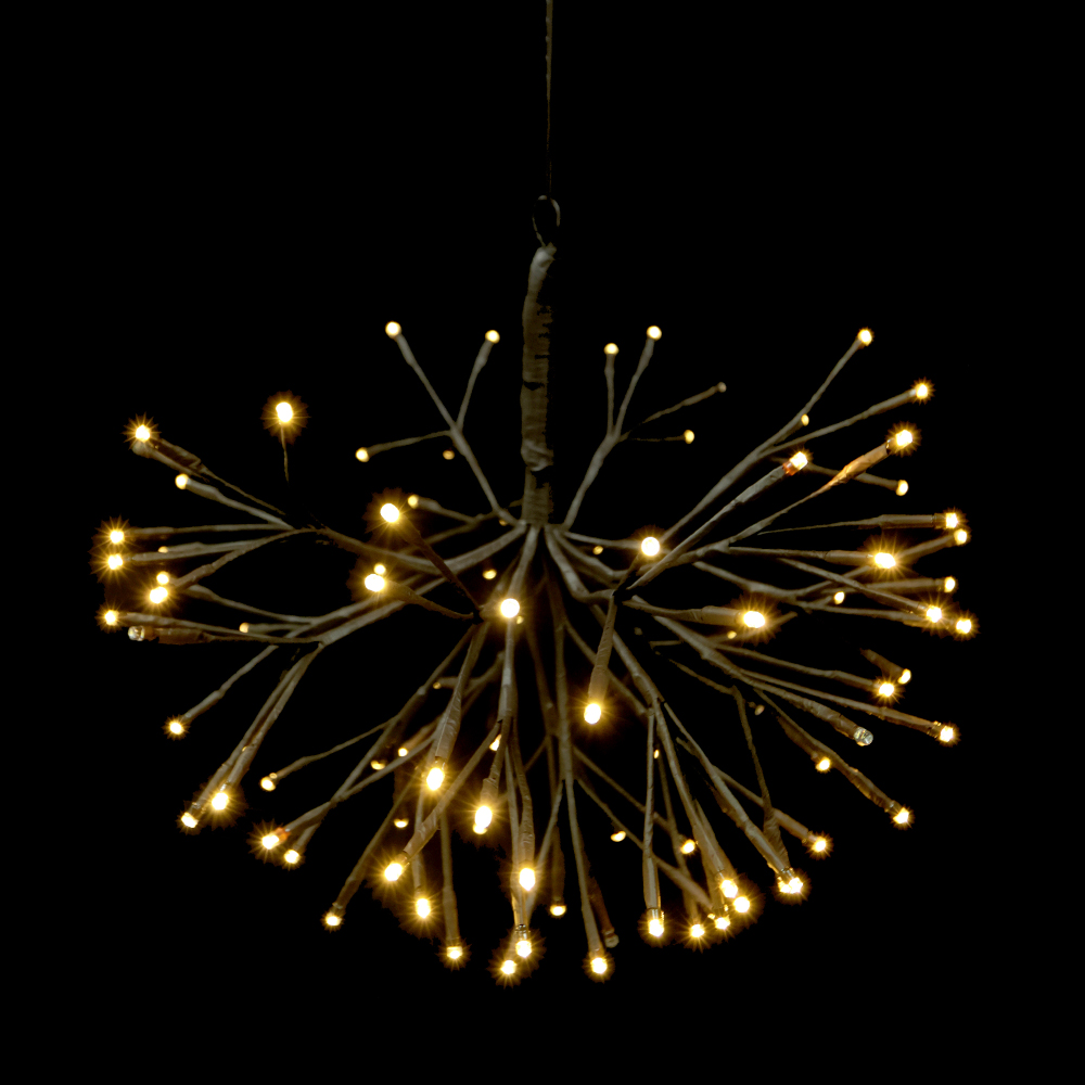 BOLA FESTAO USO EXTERNO 96 LEDS BIVOLT C/STROBO (BRANCO QUENTE) 30cm