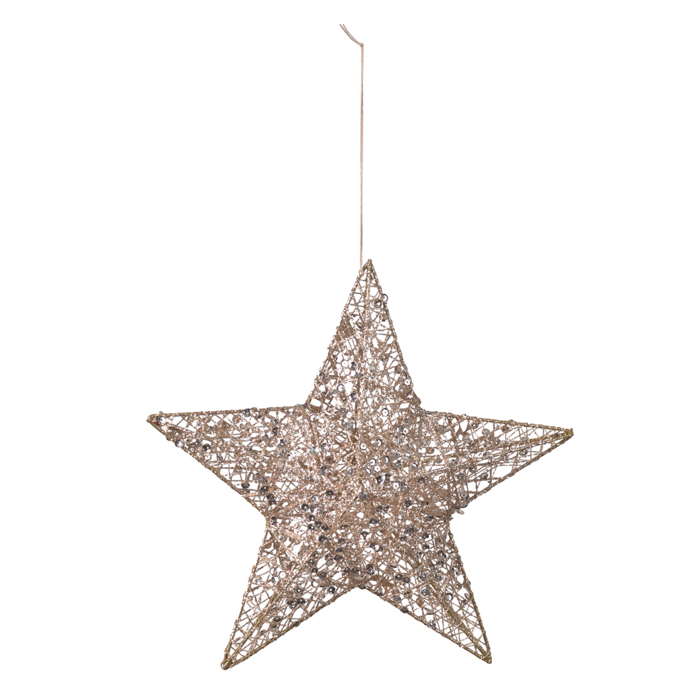 NATAL ESTRELA DECORATIVA (CHAMPANHE) 10cm