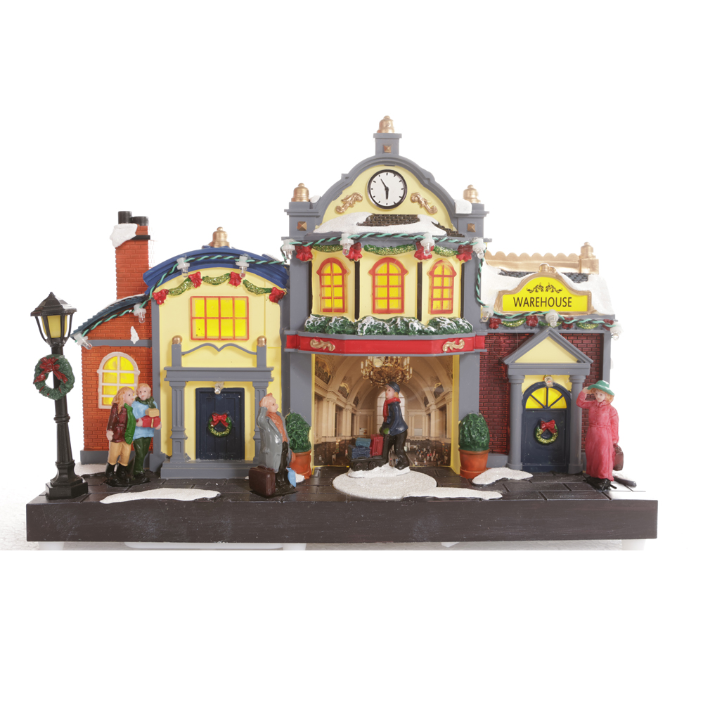 ESTACAO DE TREM NATAL C/MOVIMENTO (COLORIDO) 19,5X28X8,5CM