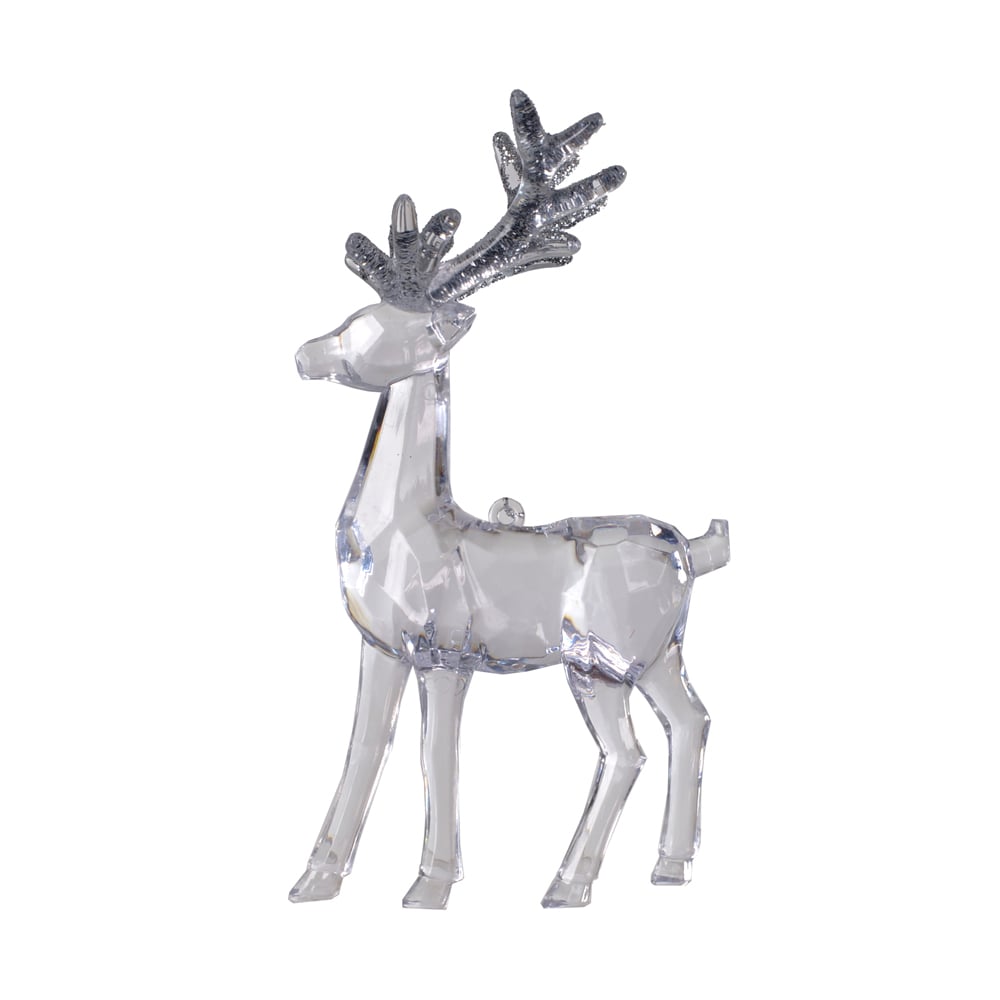 ENFEITE NATAL RENA (TRANSPARENTE PRATA) 14,5cm