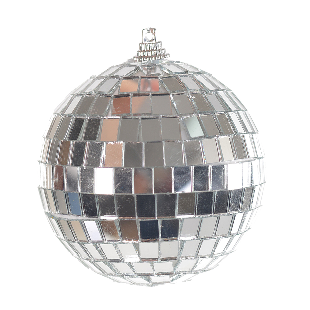 BOLA DECORADA ESPELHADA (PRATA) 8cm