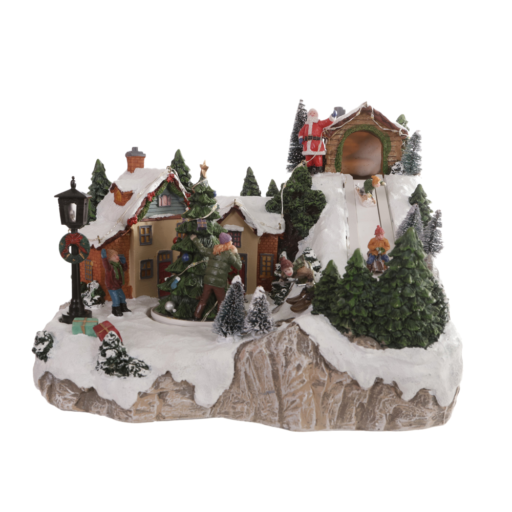 VILA NATAL CRIANCAS ESQUIANDO MOVIMENTO (COLORIDO) 21X30X26CM