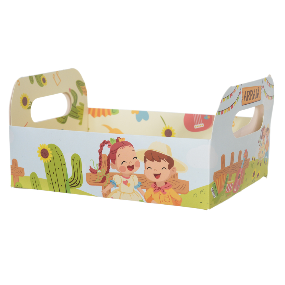 CAIXA P DECORATIVA MESA PAPEL COLORIDA ARRAIAL (COLORIDO) 16X11X4,5cm