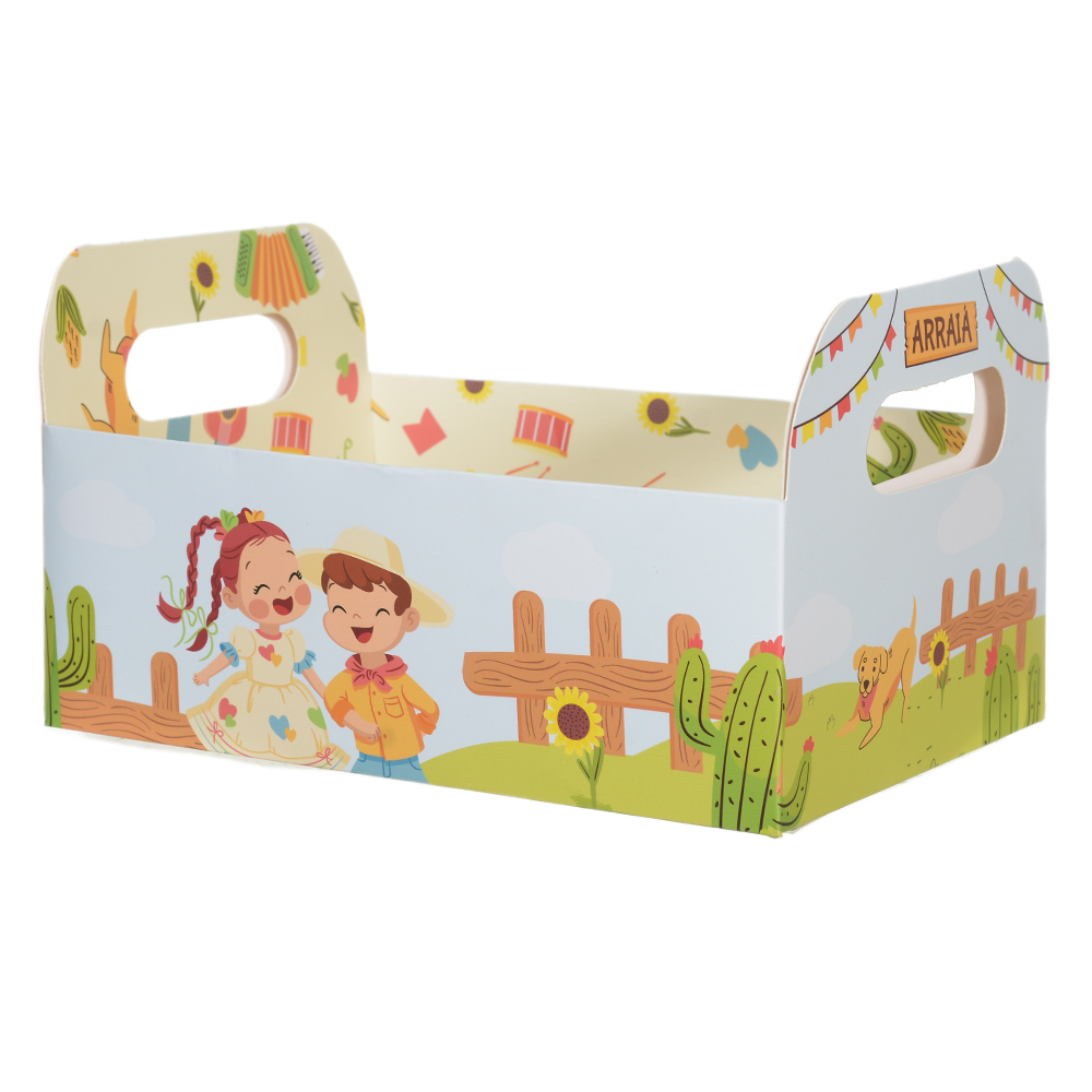 CAIXA M DECORATIVA MESA PAPEL COLORIDA ARRAIAL (COLORIDO) 22X15X8cm