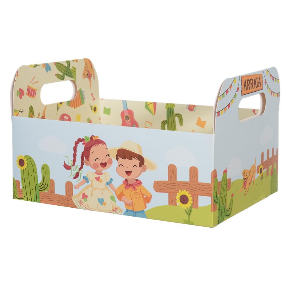 CAIXA G DECORATIVA MESA PAPEL COLORIDA ARRAIAL (COLORIDO) 25X18,5X9,5cm