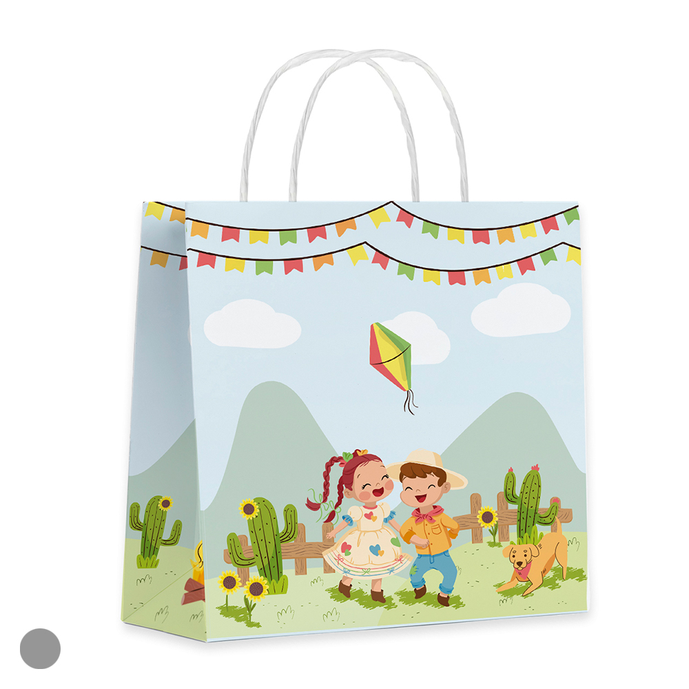 SACOLA P PAPEL COLORIDO ARRAIAL (COLORIDO) 14,3X15,5X7cm