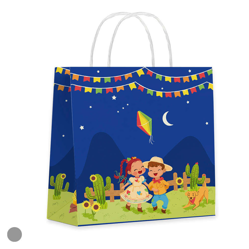 SACOLA P PAPEL AZUL ARRAIAL (AZUL) 14,3X15,5X7cm