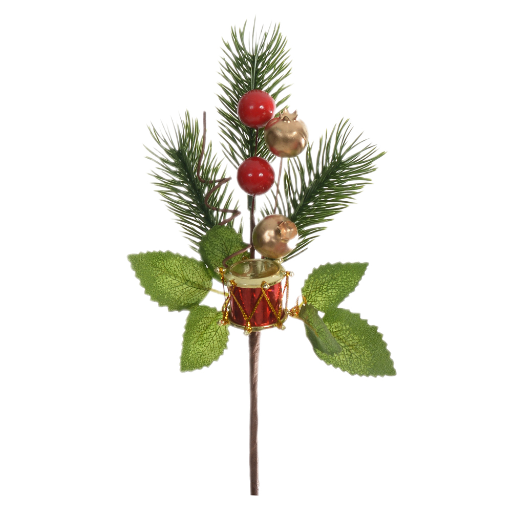 H.PICK BERRY NATAL C/TAMBOR (VERMELHO DOURADO) 17cm