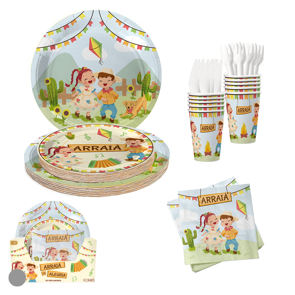 KIT FESTA INFANTIL 60 PECAS (COLORIDO) 19cm