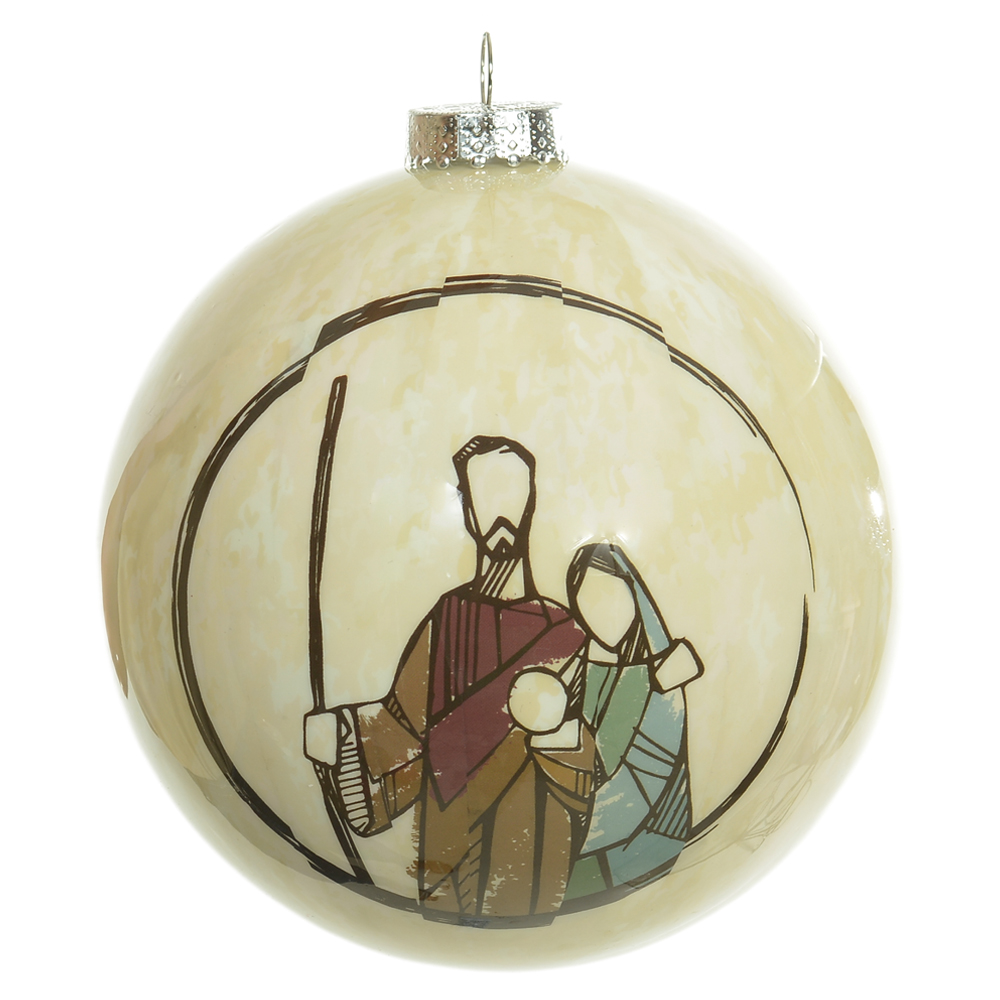 BOLA DECORADA NATAL (BEGE) 20X20X20cm