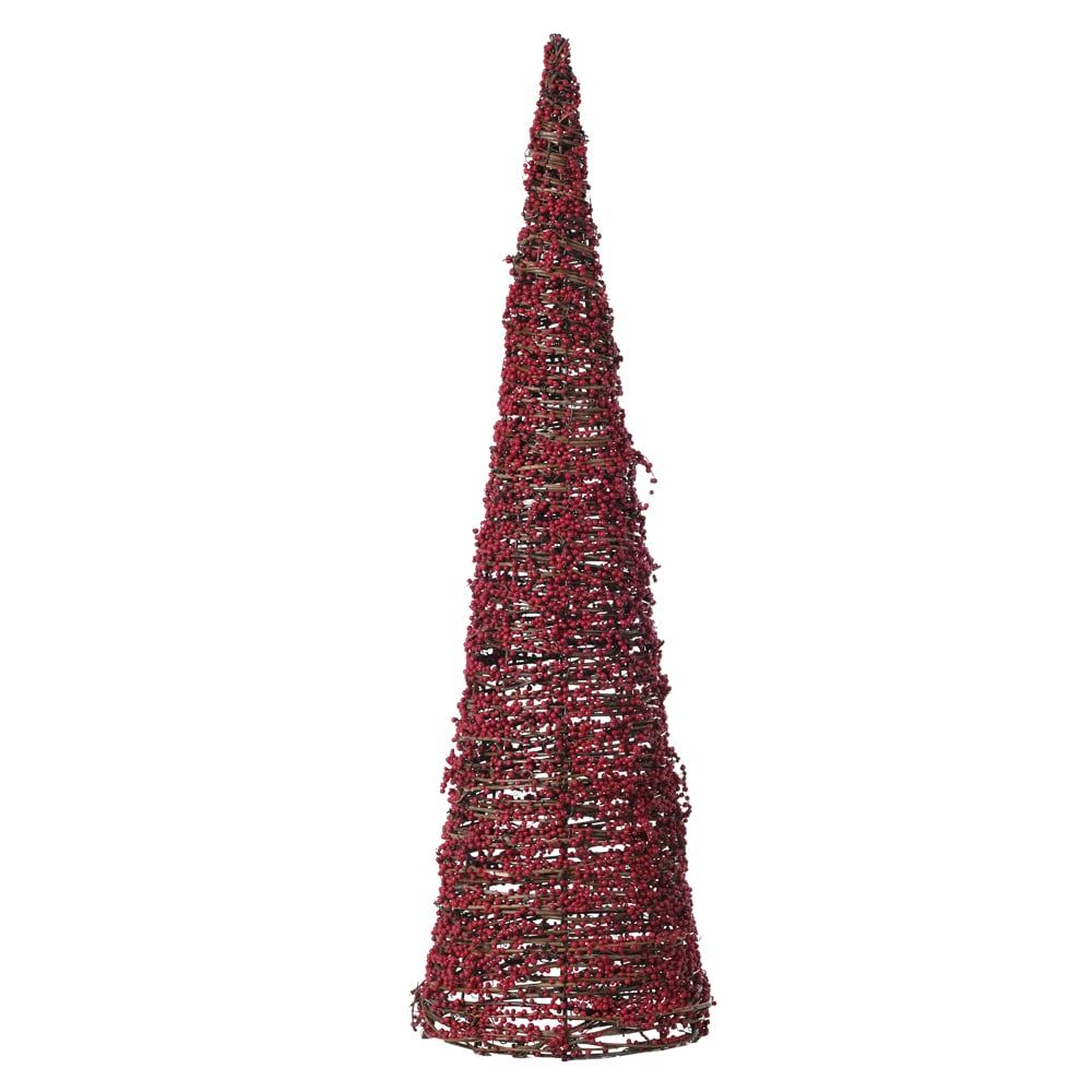NATAL ARVORE  CONE DECORATIVA BERRY 60cm (VERMELHO MARROM)