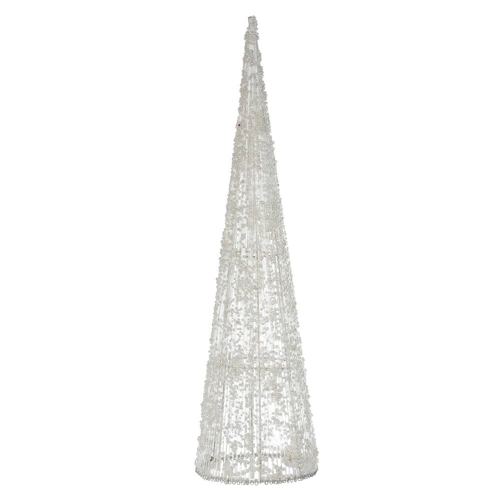 NATAL ARVORE  CONE DECORATIVA PEROLA C/LED 60cm (BRANCO)