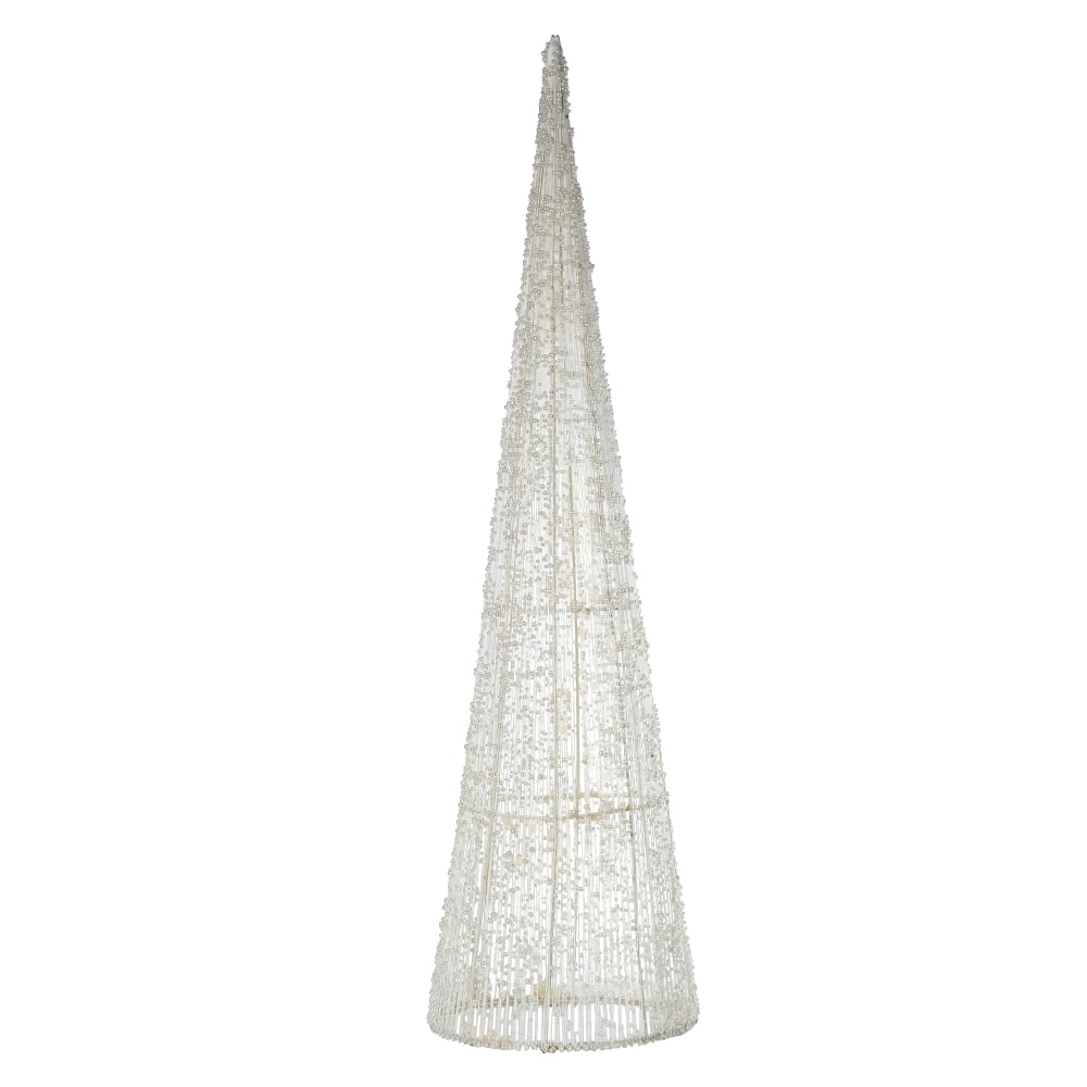 NATAL ARVORE  CONE DECORATIVA PEROLA C/LED 80cm (BRANCO)