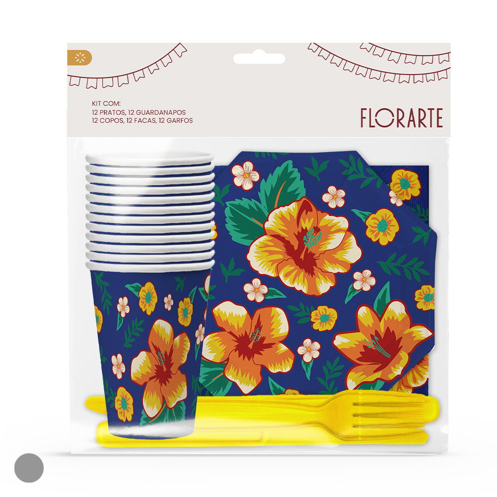 KIT FESTA JUNINA CHITA 60 PECAS (AZUL) 18cm