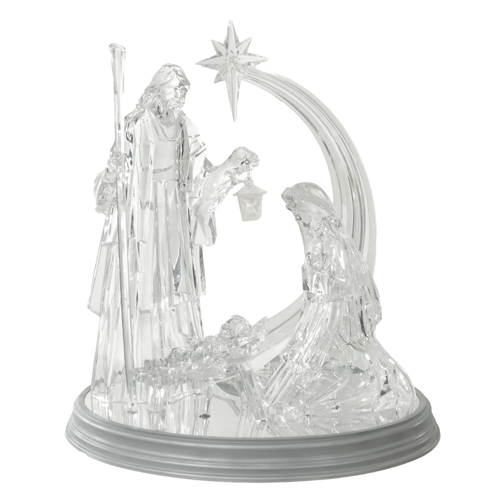 NATAL  SAGRADA FAMILIA C/LED 41cm (TRANSPARENTE)