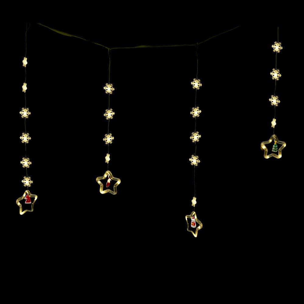 CORTINA 100 LED ESTRELA C/8 FUNC 220V (BRANCO QUENTE) 75cmX3m