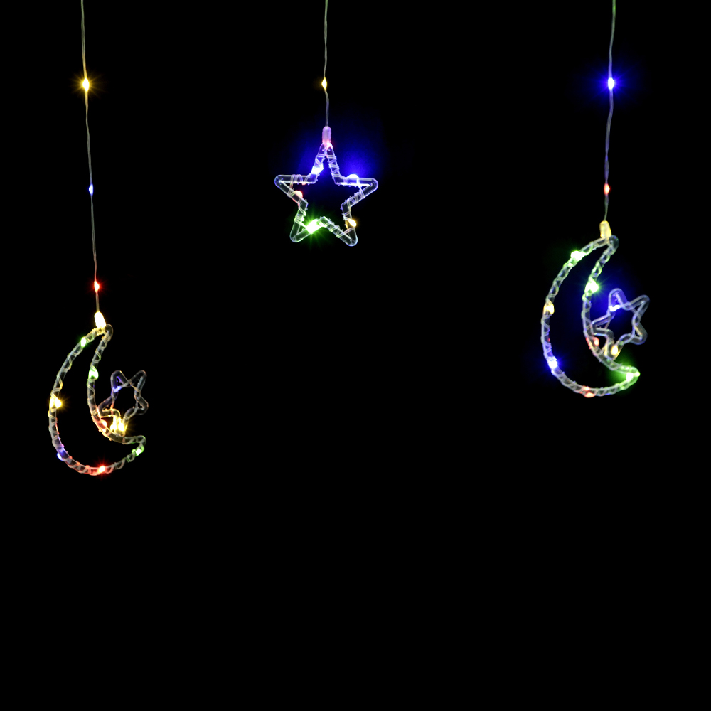 CORTINA 100 LED LUA COM ESTRELA BIVOLT C/8 FUNC (COLORIDO) 75cmX3m