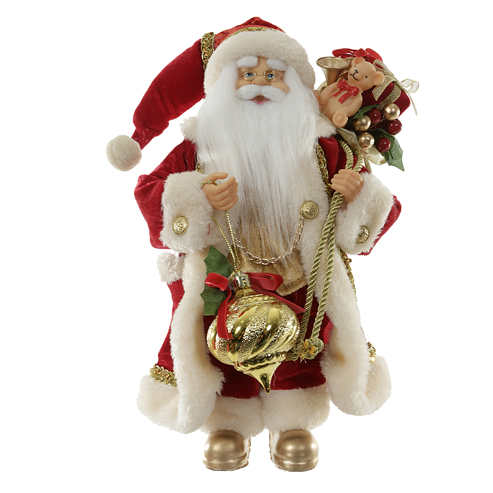 PAPAI NOEL NATAL EM PE (VERMELHO DOURADO) 30cm