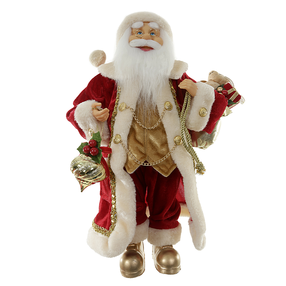 PAPAI NOEL NATAL EM PE (VERMELHO DOURADO) 45cm