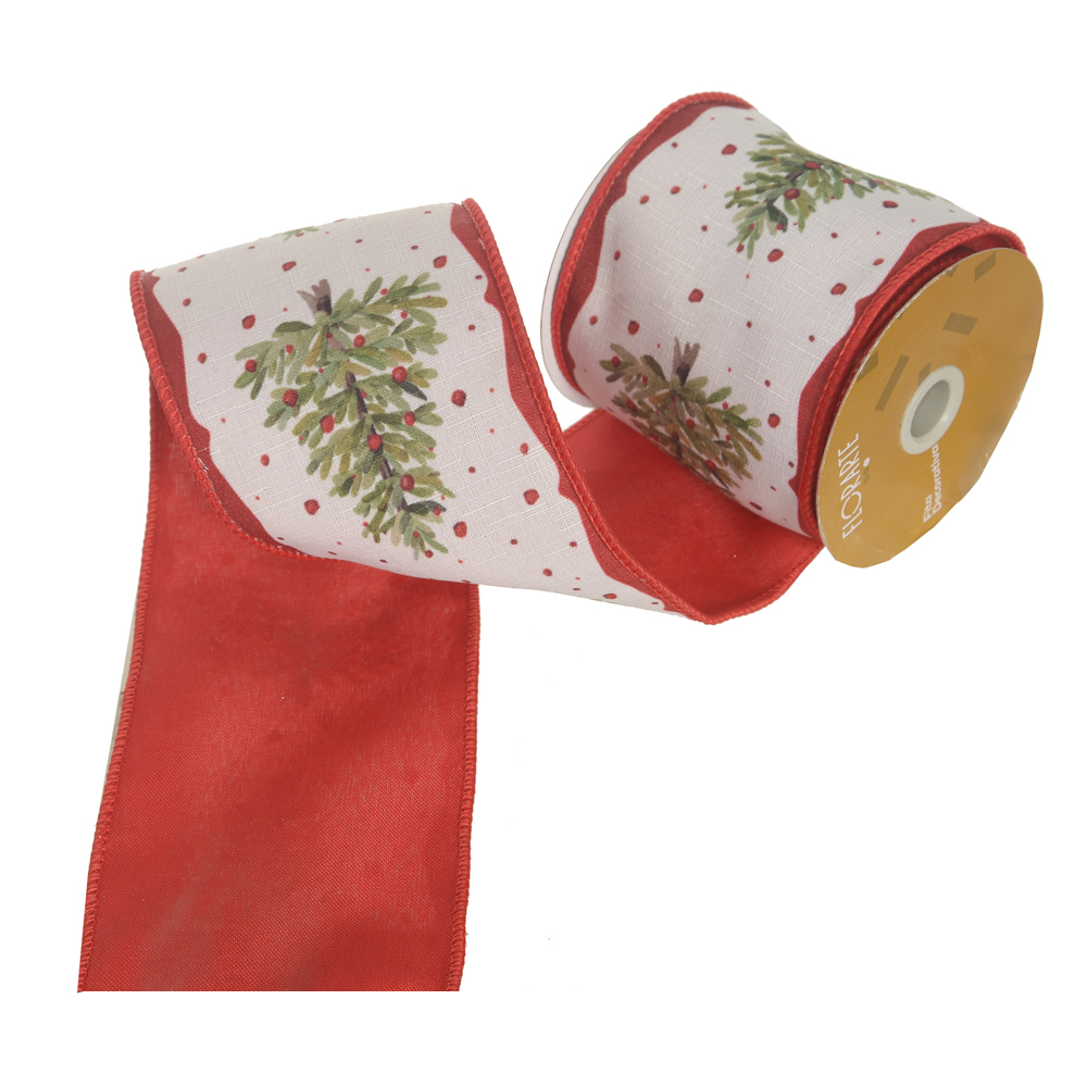 FITA ARAMADA LINHO DUPLA FACE C/COSTURA (BRANCO VERMELHO) 10cmX5m