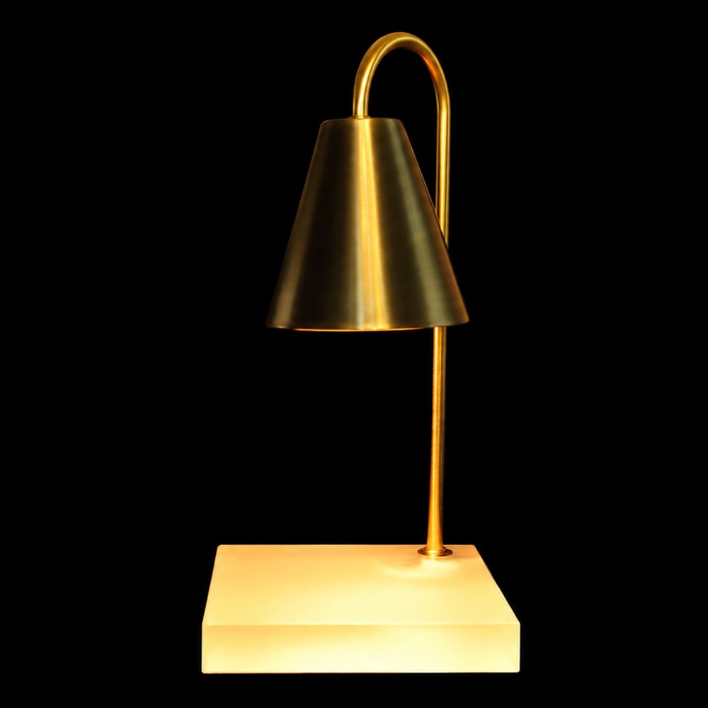 LUMINARIA DE MESA METAL BASE QUADRADA BIVOLT (DOURADO) 31,5cm 15d