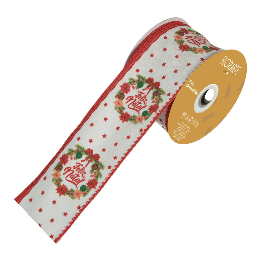 FITA ARAMADA LINHO C/COSTURA (VERMELHO VERDE) 6,3cmX9,14m