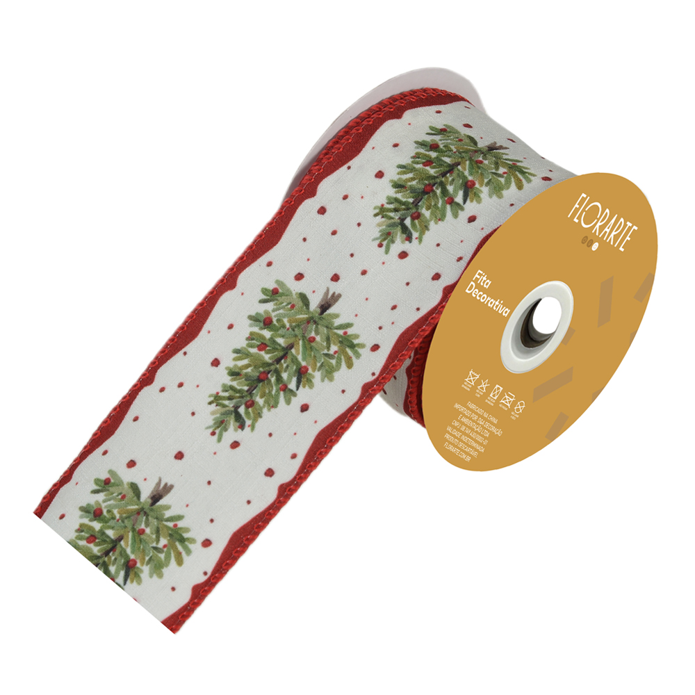 FITA ARAMADA LINHO C/COSTURA (VERMELHO VERDE) 6,3cmX9,14m