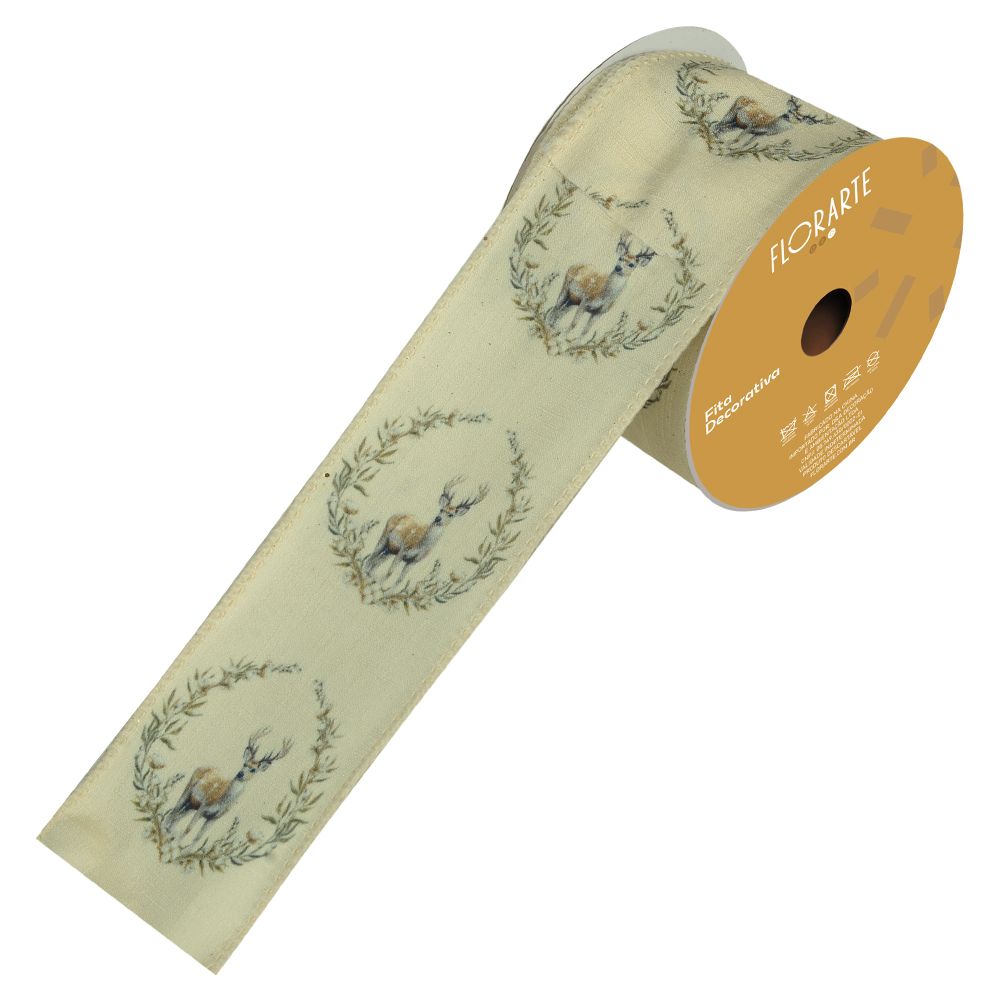 FITA ARAMADA LINHO C/COSTURA (BEGE) 6,3cmX9,14m