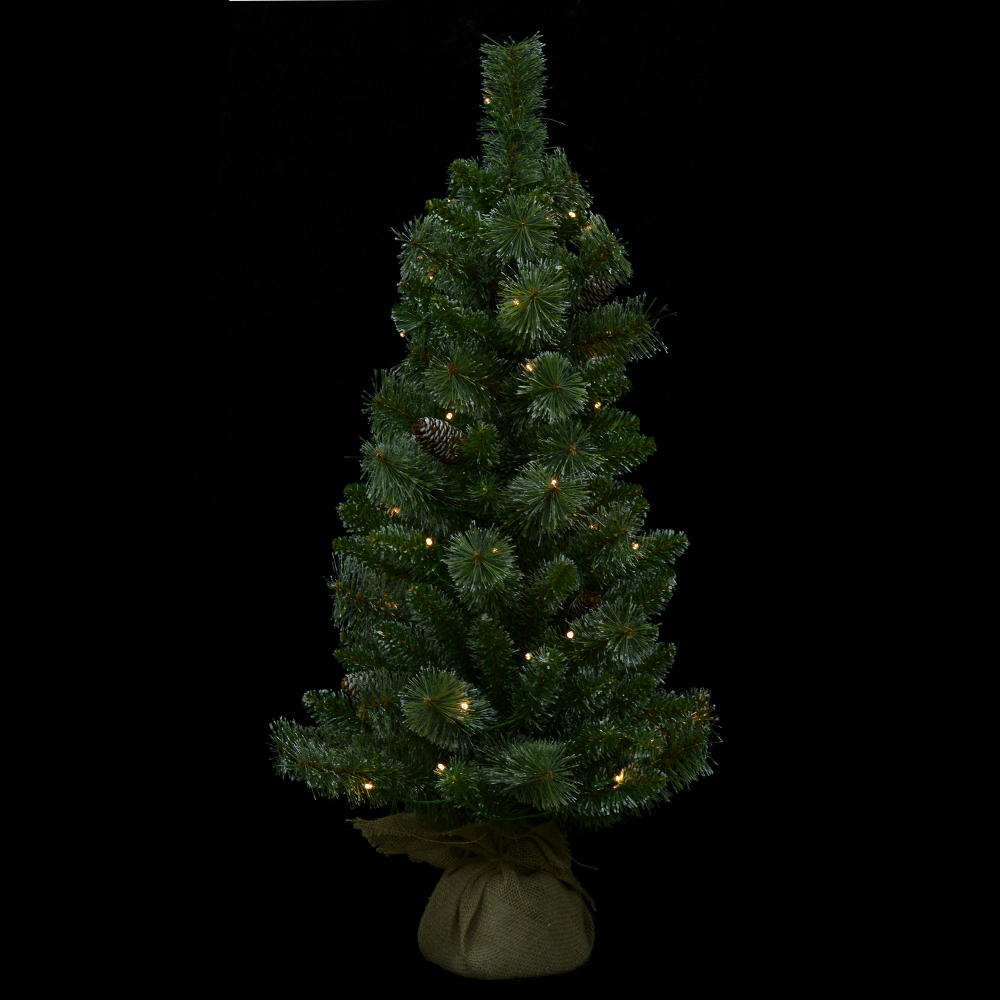 A.ARVORE NATAL C/LED E PINHA 108 TIPS C/BASE JUTA (VERDE) 90cm