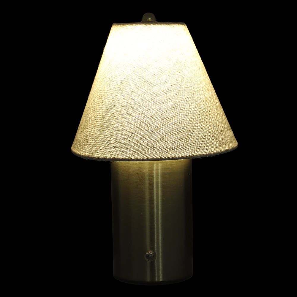 LUMINARIA DE MESA METAL COM LINHO USB (BEGE DOURADO) 27cm 16d