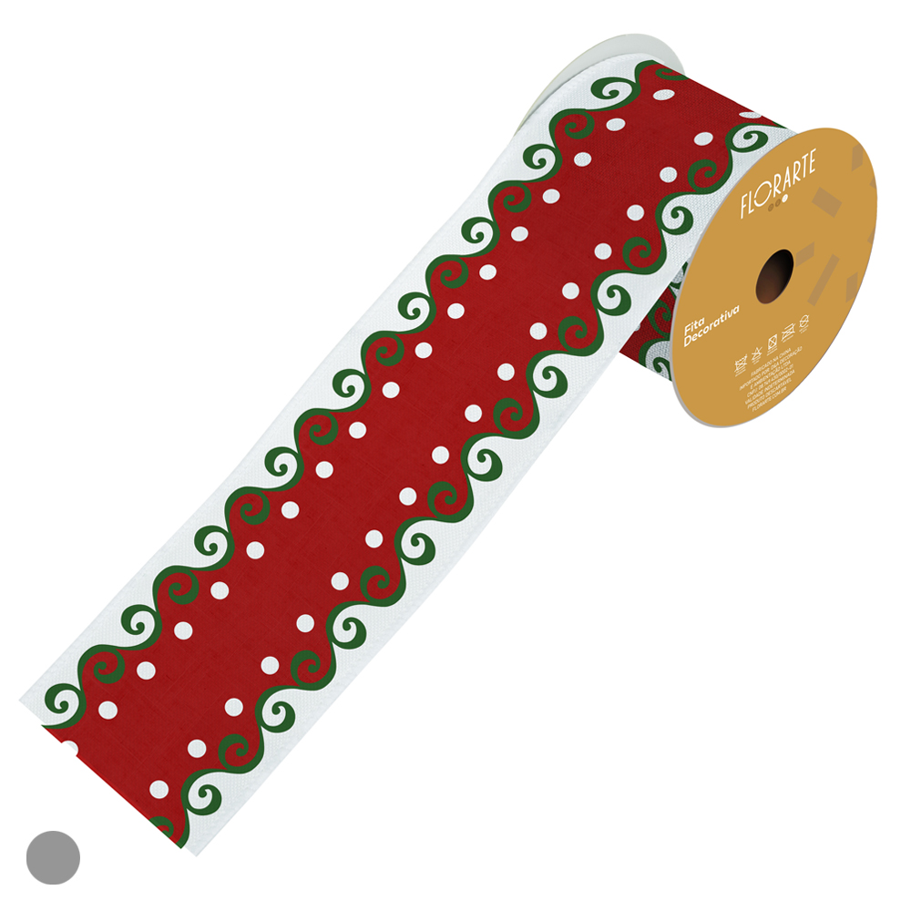 FITA ARAMADA LINHO C/COSTURA (VERMELHO VERDE) 6,3cmX9,14m